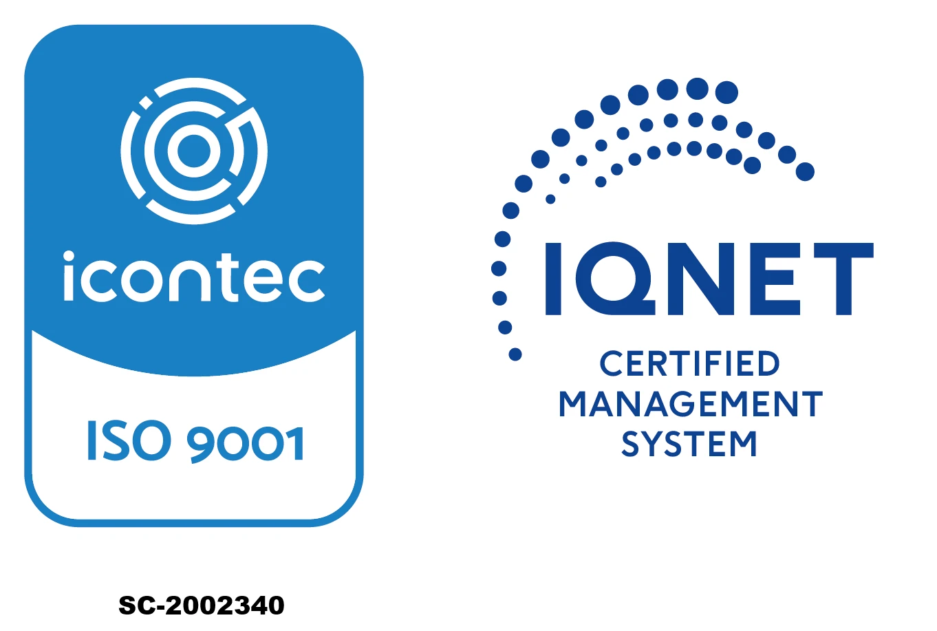 Certificación ICONTEC ISO 9001 (SC-2002340) e IQNet Certified Management System